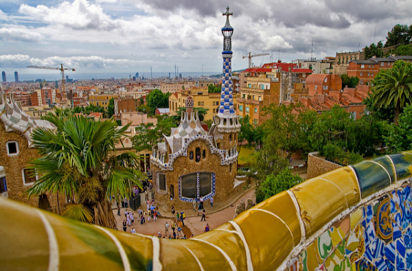 Parc Güell e la vista su Barcellona