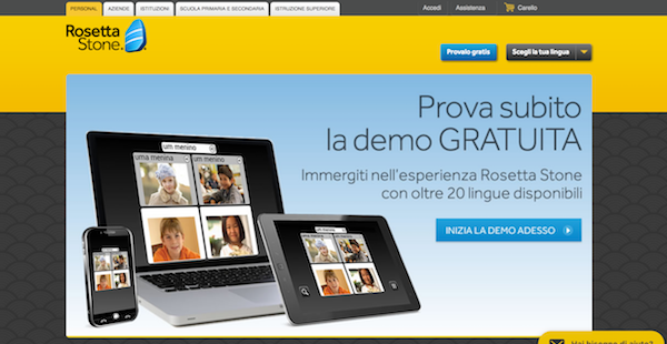 Homepage di Rosetta Stone