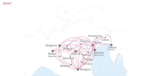 Le destinazioni di GoOpti disponibili oggi