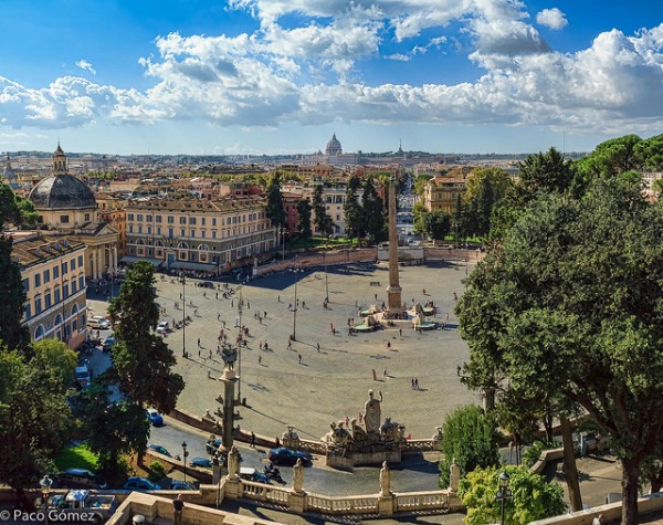 Vista di Piazza del Popolo a Roma dalla terrazza del Pincio