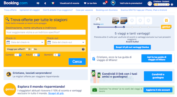 Il motore di ricerca di Booking