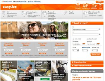 Nuova homepage Easyjet