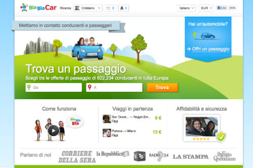 Screenshot homepage BlaBlacar