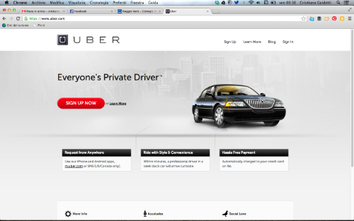Screenshot Homepage di Uber