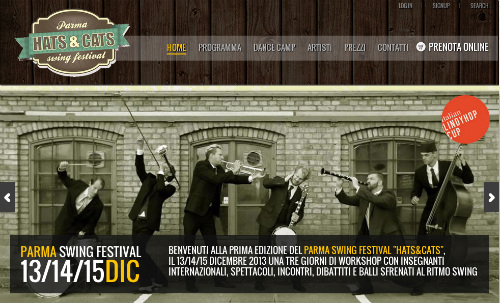 Screenshot sito Parma Swing Festival