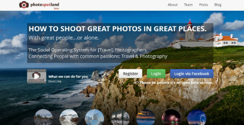 Screenshot homepage PhotoSpotLand