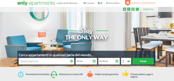 Screenshot del sito Only-Apartments