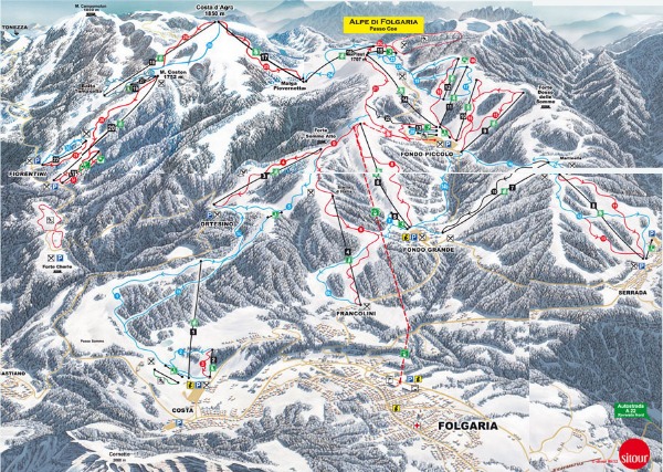 La Ski Map del comprensorio Folgaria Fiorentini