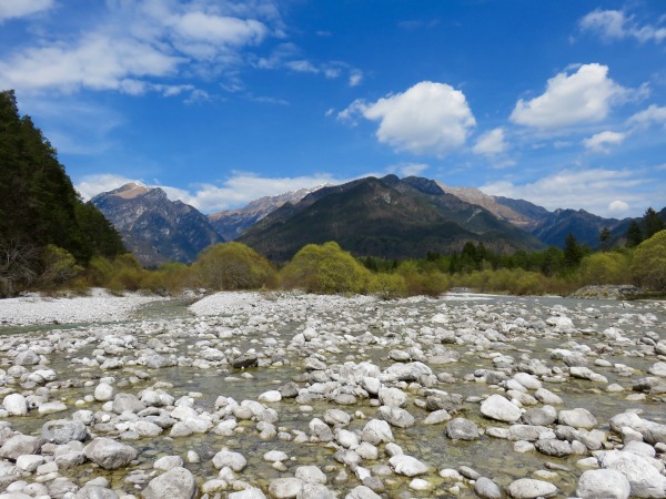 Il greto del fiume Meduna, nei pressi del Campeggio Val Tramontina