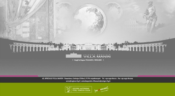 Screenshot sito ufficiale Villa Manin