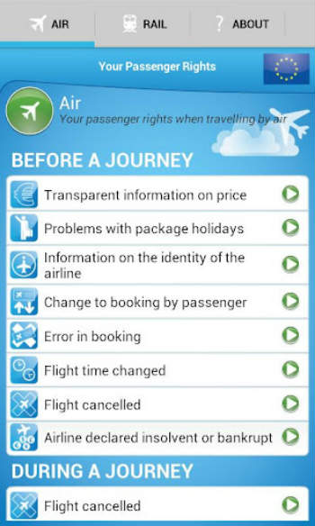Un’App che riassume i tuoi diritti di passeggero, da consultare ovunque